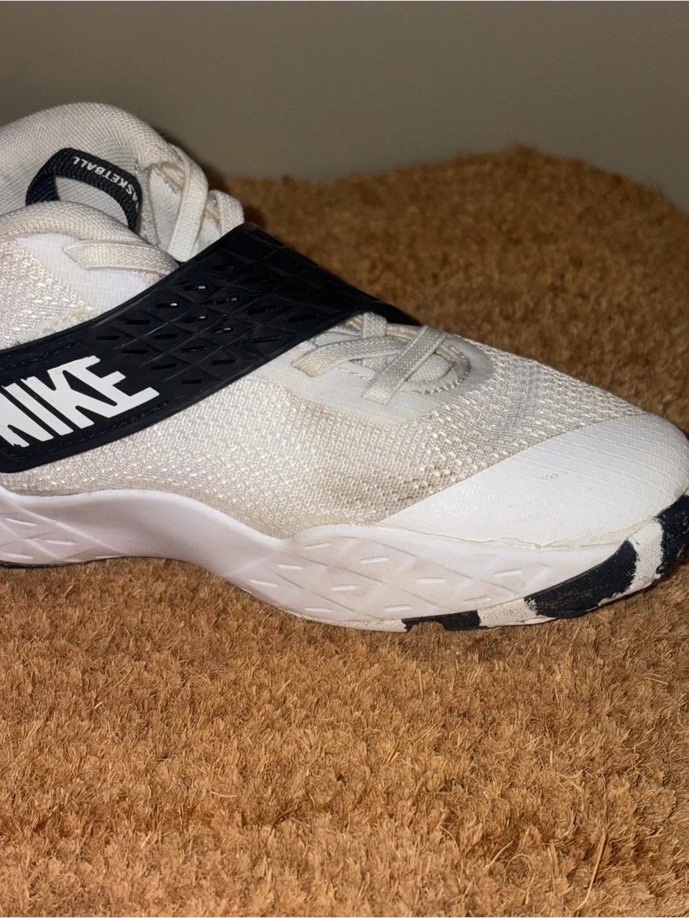 Nike Kids White and Black Slip-On Basketball Sneakers